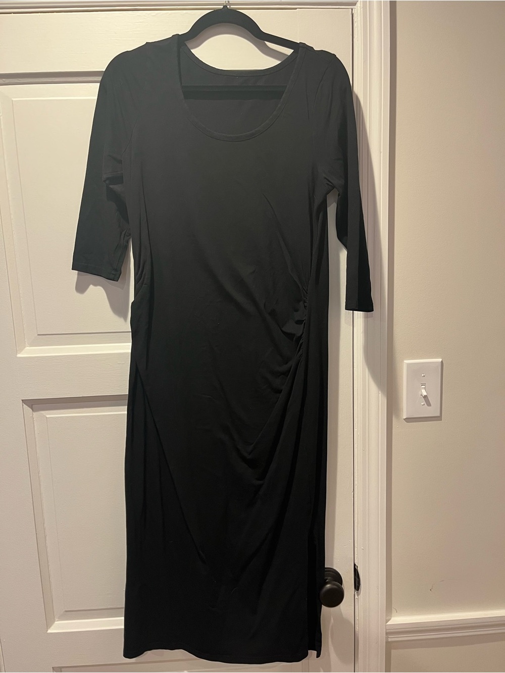Pact Black Midi Dress with Scoop Neck